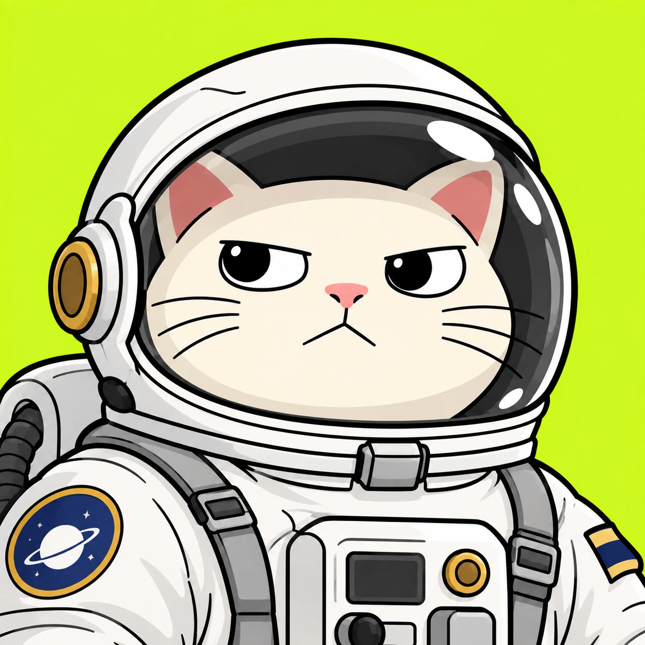 ASTROMEOW, a white cat astronaut in a spacesuit